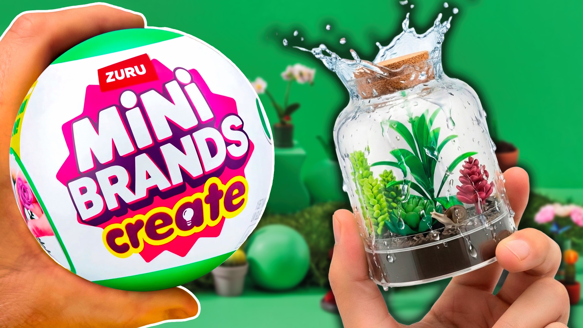 Mini Brands Create Garden: cápsula abierta con una planta montada en su mini jardín