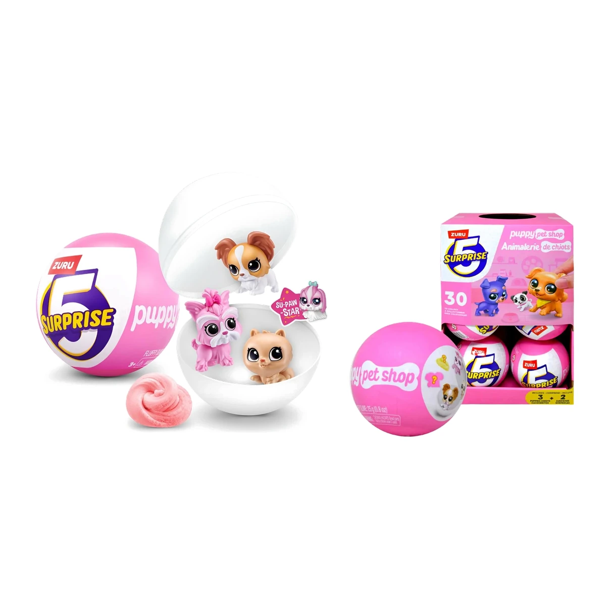 ZURU 5 Surprise Puppy Pet Shop Series 1 (Pack de 3) - Tubo con 3 capsulas, cachorros y slime