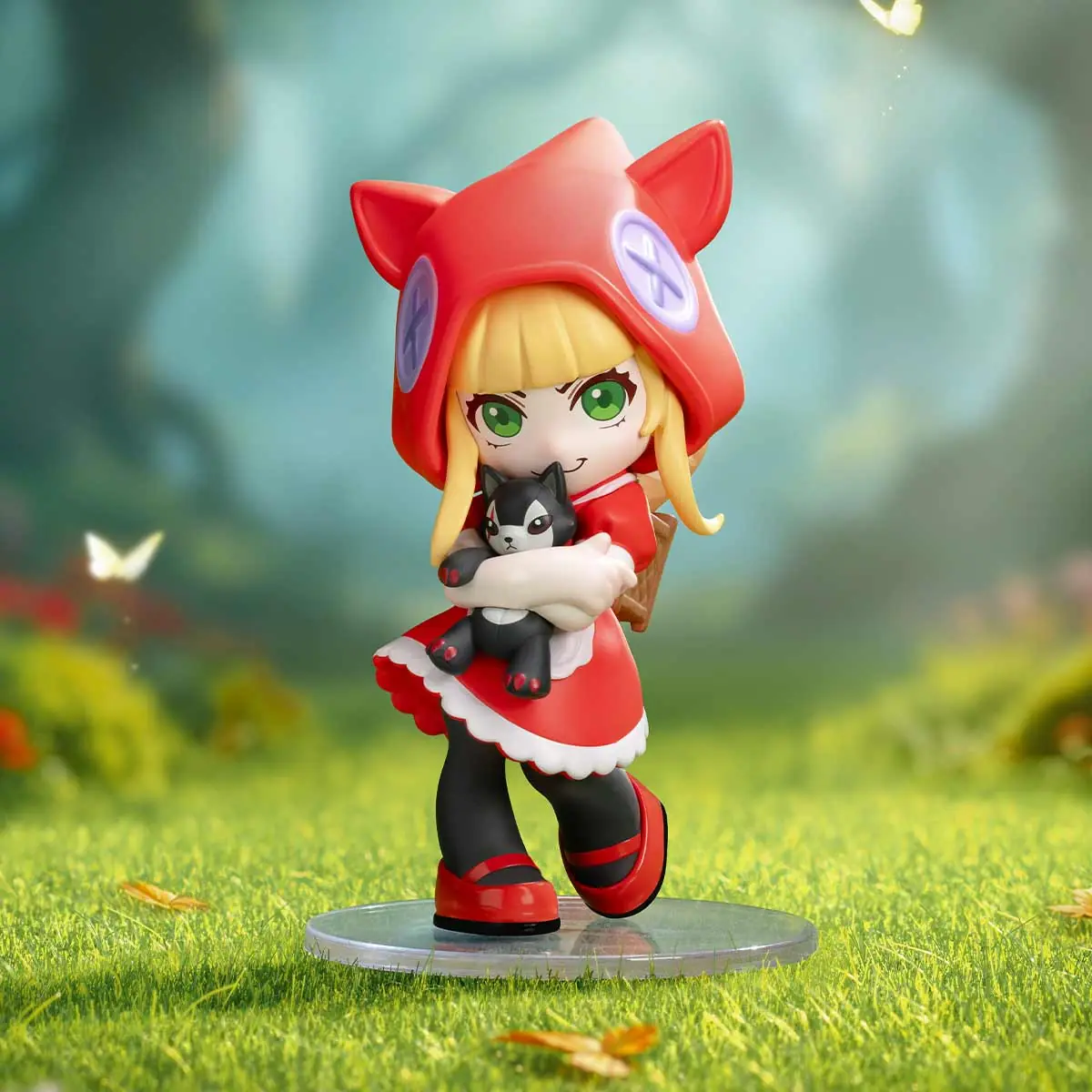 Figura Red Riding Annie de Clash of the Cuties con caperuza roja y Tibbers en brazos