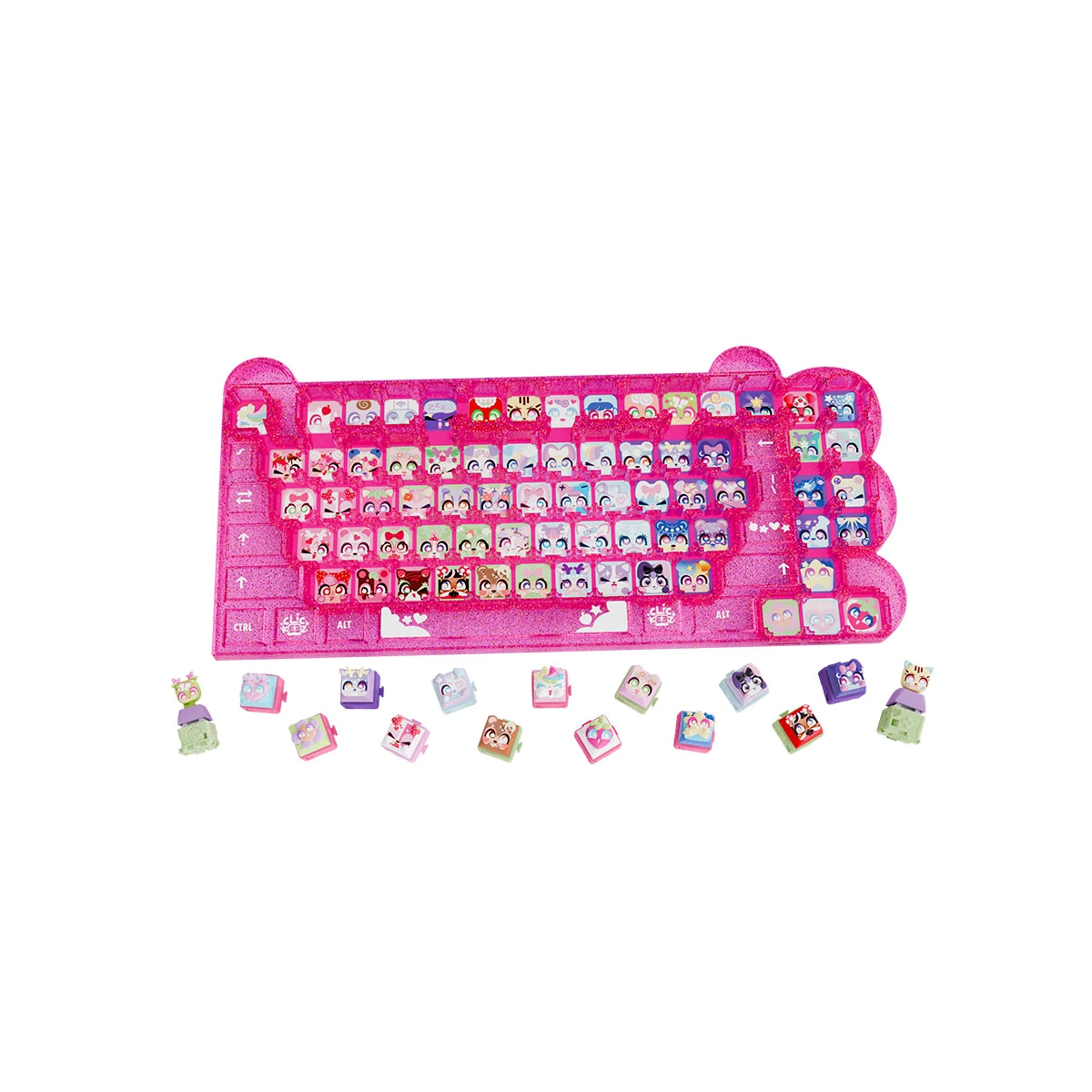 Clickeez Serie 1: Keyboard Mega Pack rosa, Twin Pack y teclas coleccionables de los cuatro temas