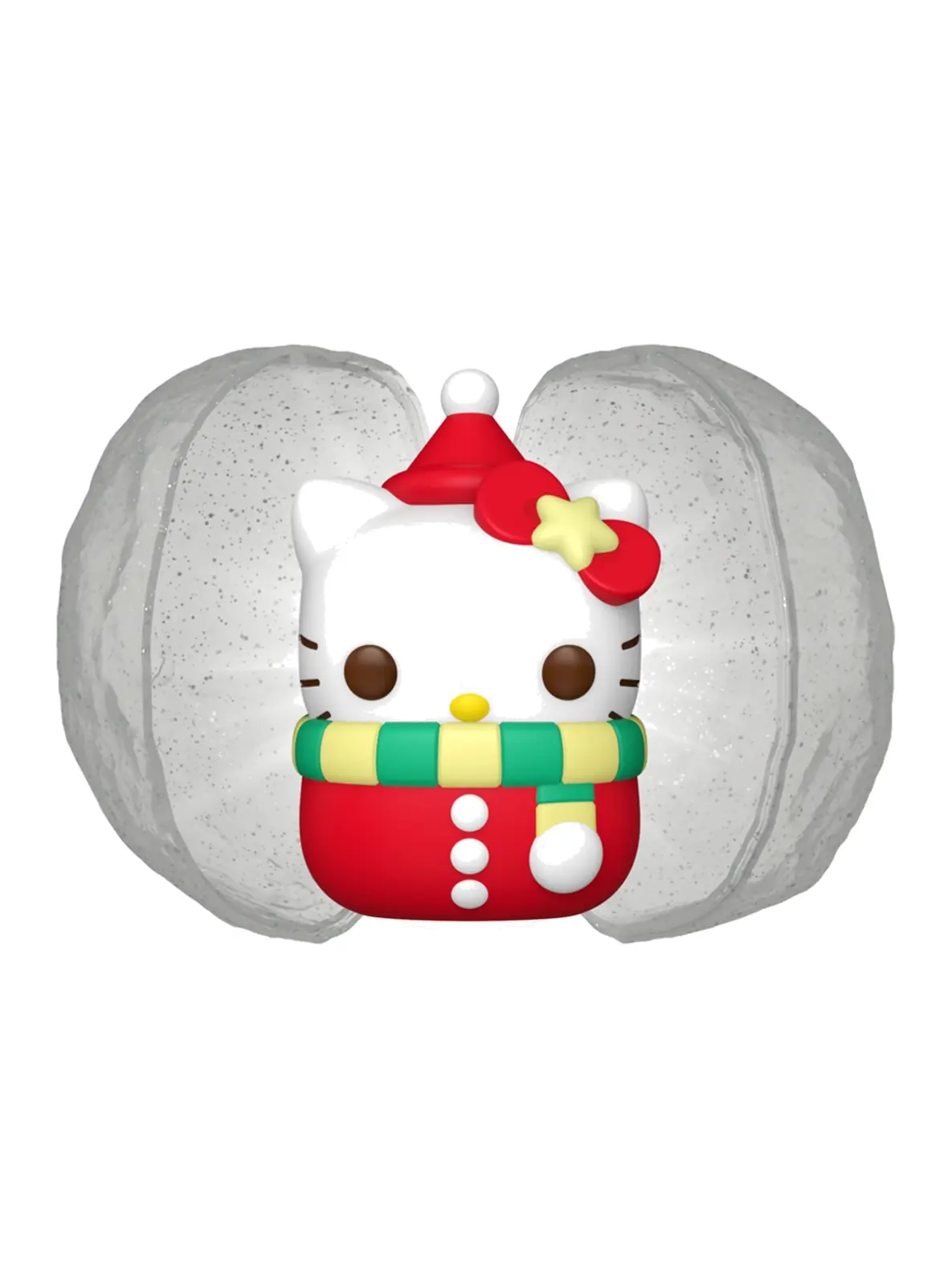 Hello Kitty Pocket Pop junto a la capsula Snowball abierta de Funko