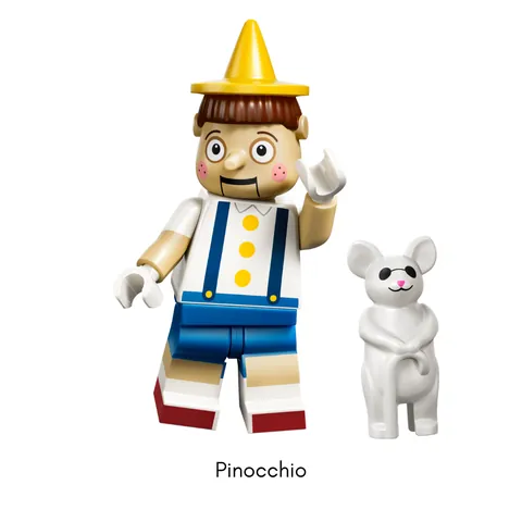 Minifigura de Pinocho con una Ratita Ciega de la serie LEGO Minifigures Shrek 71053