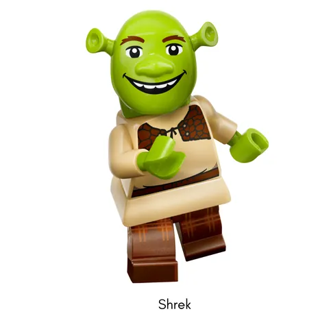 Minifigura de Shrek con libro de cuento de la serie LEGO Minifigures Shrek 71053