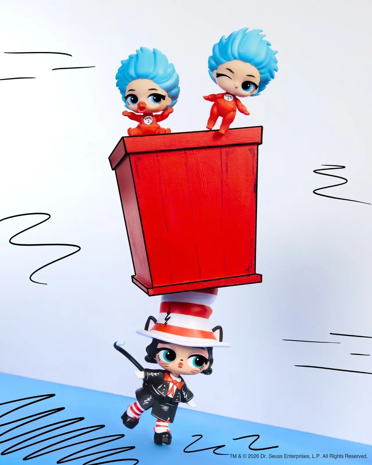 Thing 1 y Thing 2 de L.O.L. Surprise Loves Dr. Seuss con el pelo azul