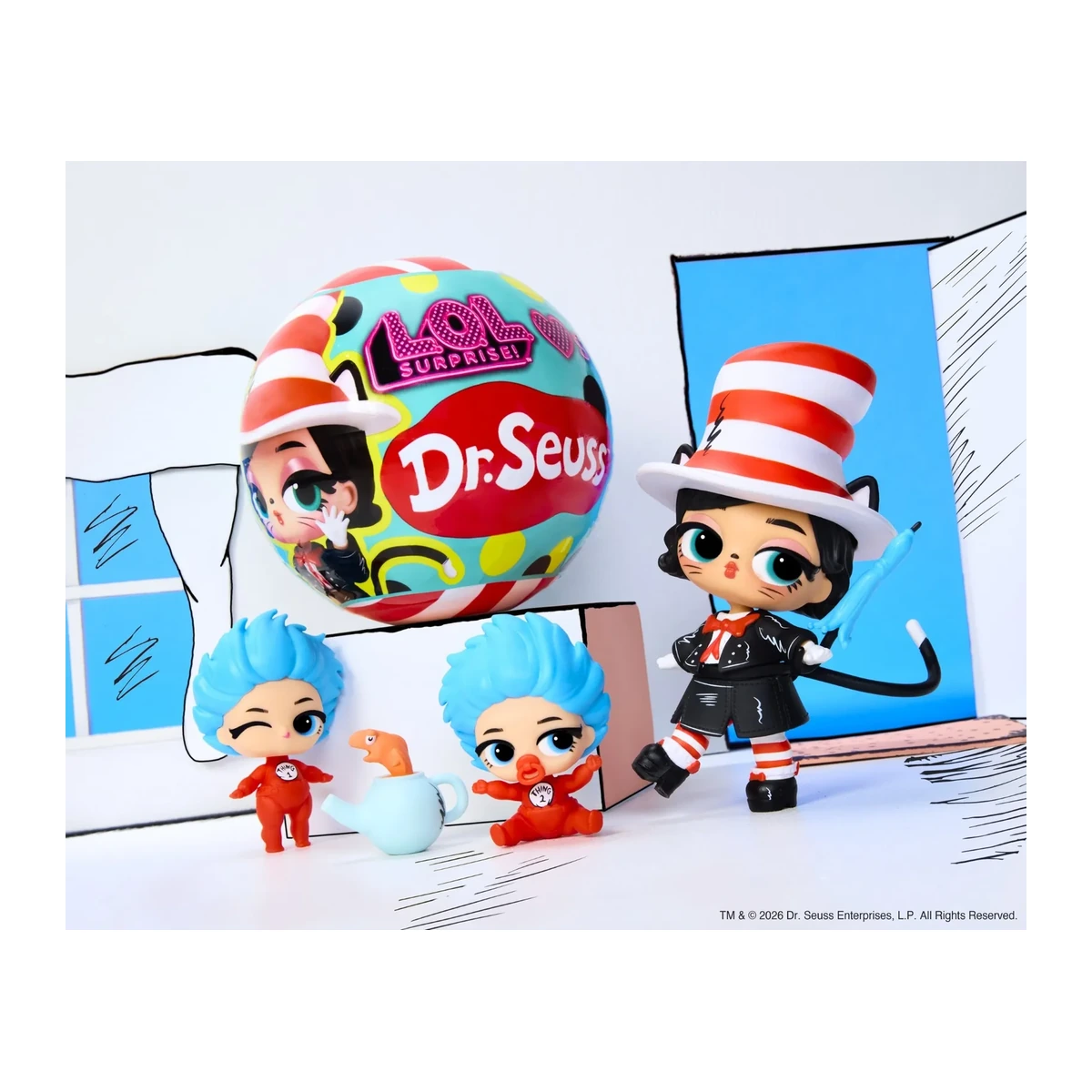 Tots de L.O.L. Surprise Loves Dr. Seuss: la cápsula junto a Cat in the Hat, Thing 1 y Thing 2