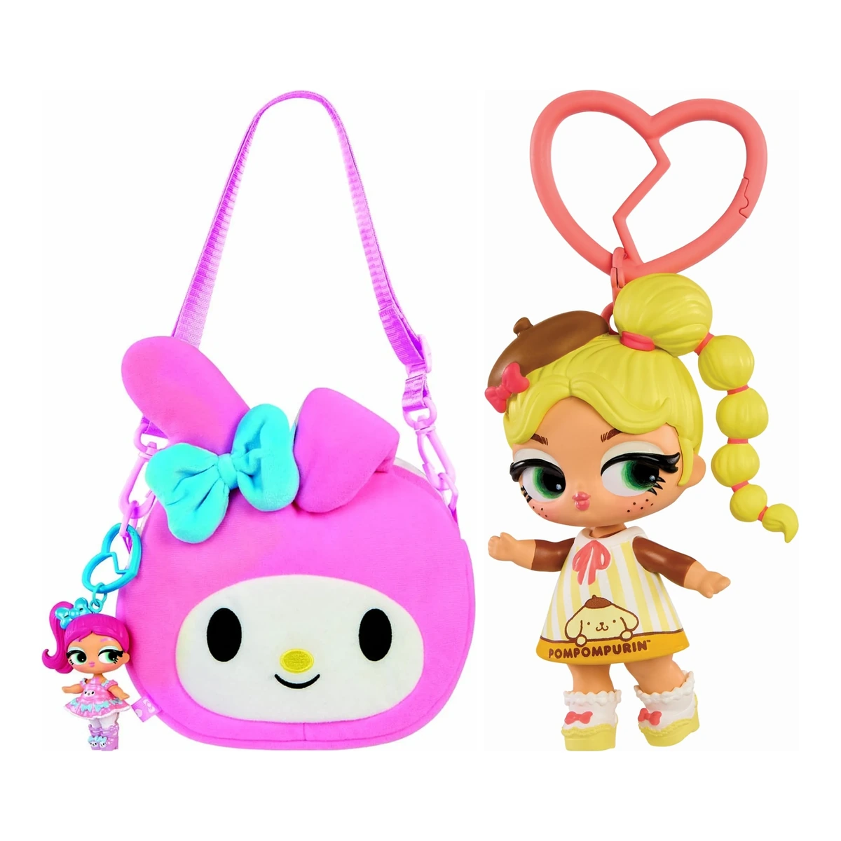 BIG Reversible Plush de L.O.L. Surprise Loves Hello Kitty: el bolso de My Melody junto a la Tot Pompompurin Puddin