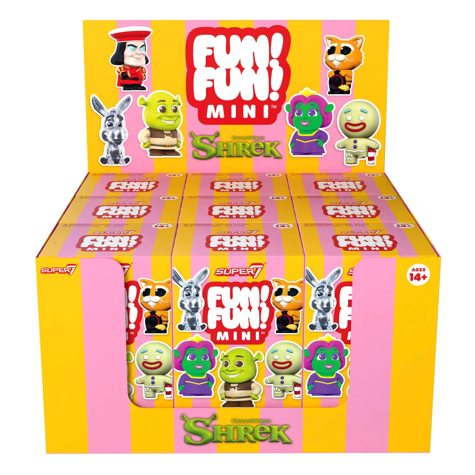 Display abierto de nueve cajas de Shrek FUN! FUN! MINI Wave 01