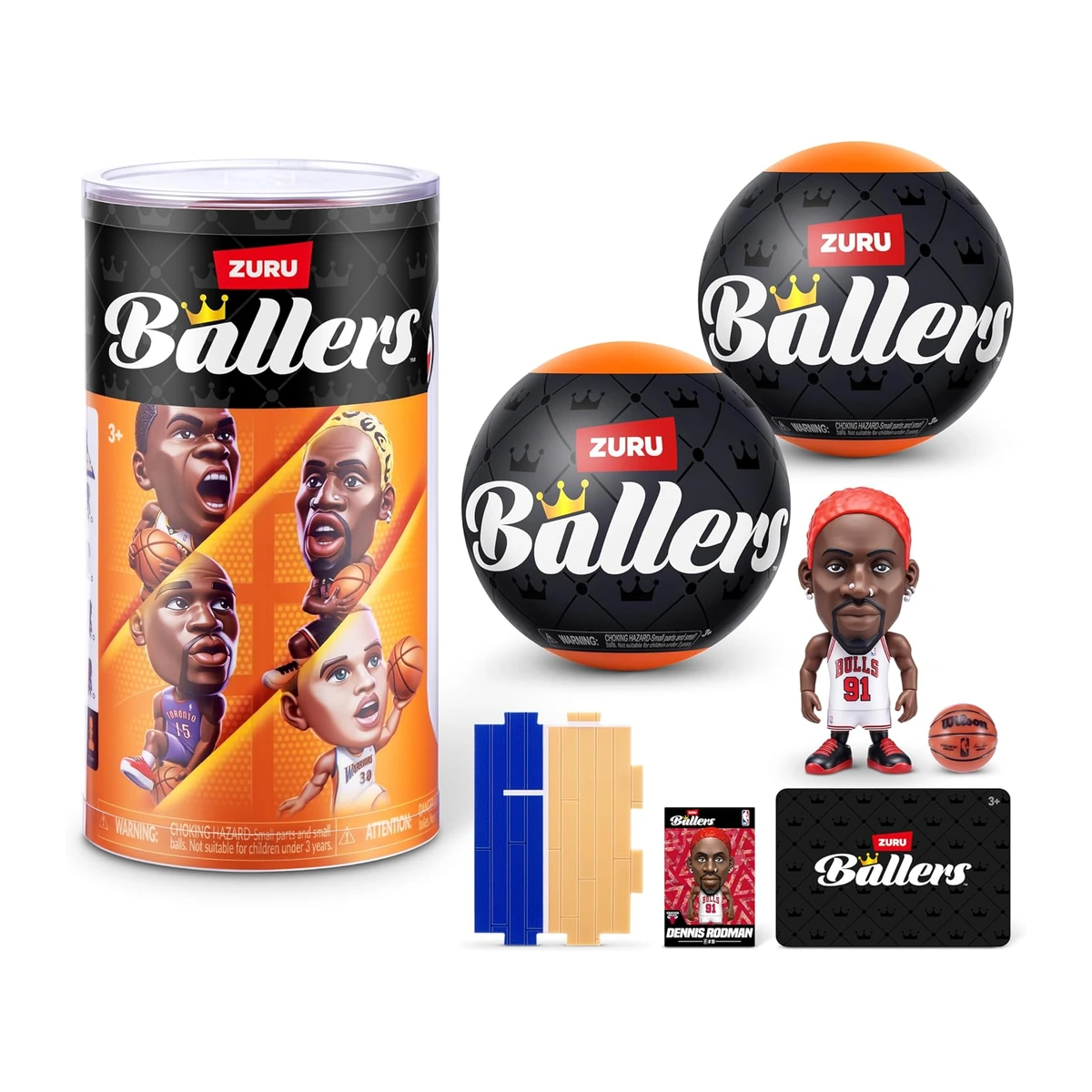 Pack de 2 cápsulas de ZURU NBA Ballers Series 3 con la figura de Dennis Rodman (Bulls #91), mini balón y piezas de cancha, ya listado en Amazon