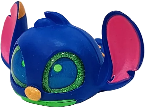 Figura Laying Stitch azul tumbado de lado, rareza Common de Disney Doorables Stitch Blacklight