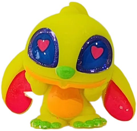 Figura Love Struck Stitch amarilla con corazones en los ojos, rareza Rare de Disney Doorables Stitch Blacklight