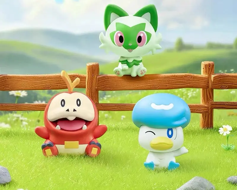 Iniciales de Paldea de FUNISM Pokémon Little Adventure: Sprigatito, Fuecoco y Quaxly