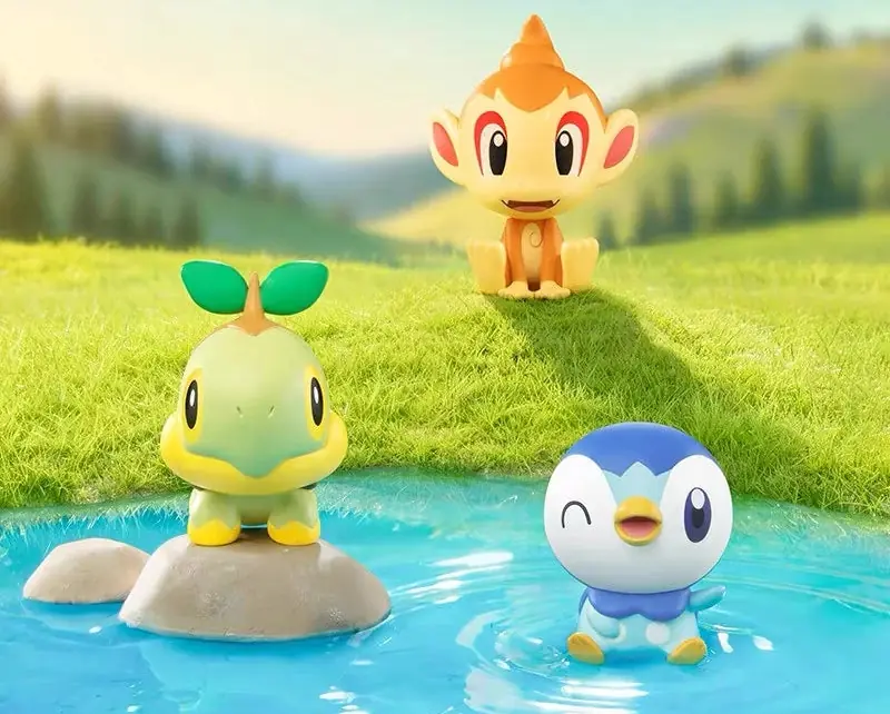 Iniciales de Sinnoh de FUNISM Pokémon Little Adventure: Turtwig, Chimchar y Piplup