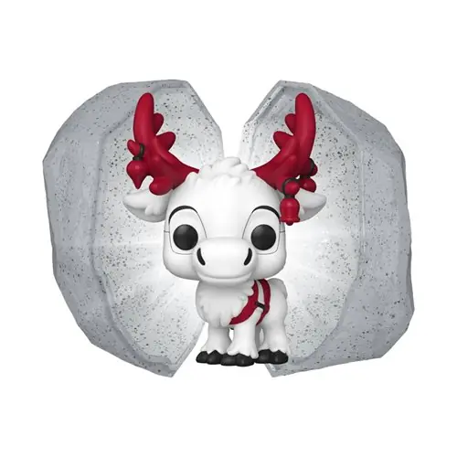 Pocket Pop de Sven con astas rojas adornadas dentro de la capsula bola de nieve abierta