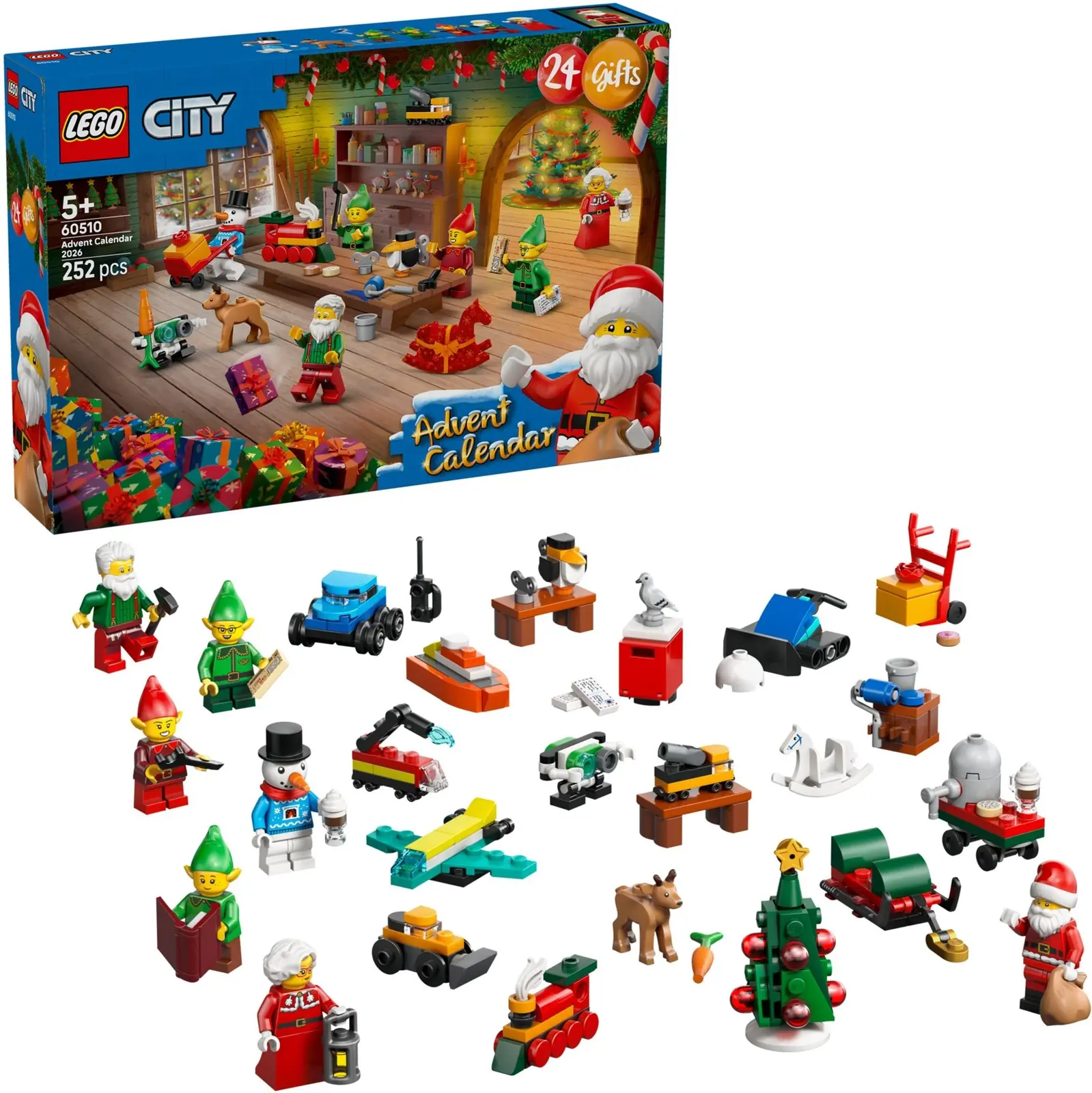 Contenido completo del LEGO City calendario de Adviento 2026: siete minifiguras, la cría de reno y las microconstrucciones