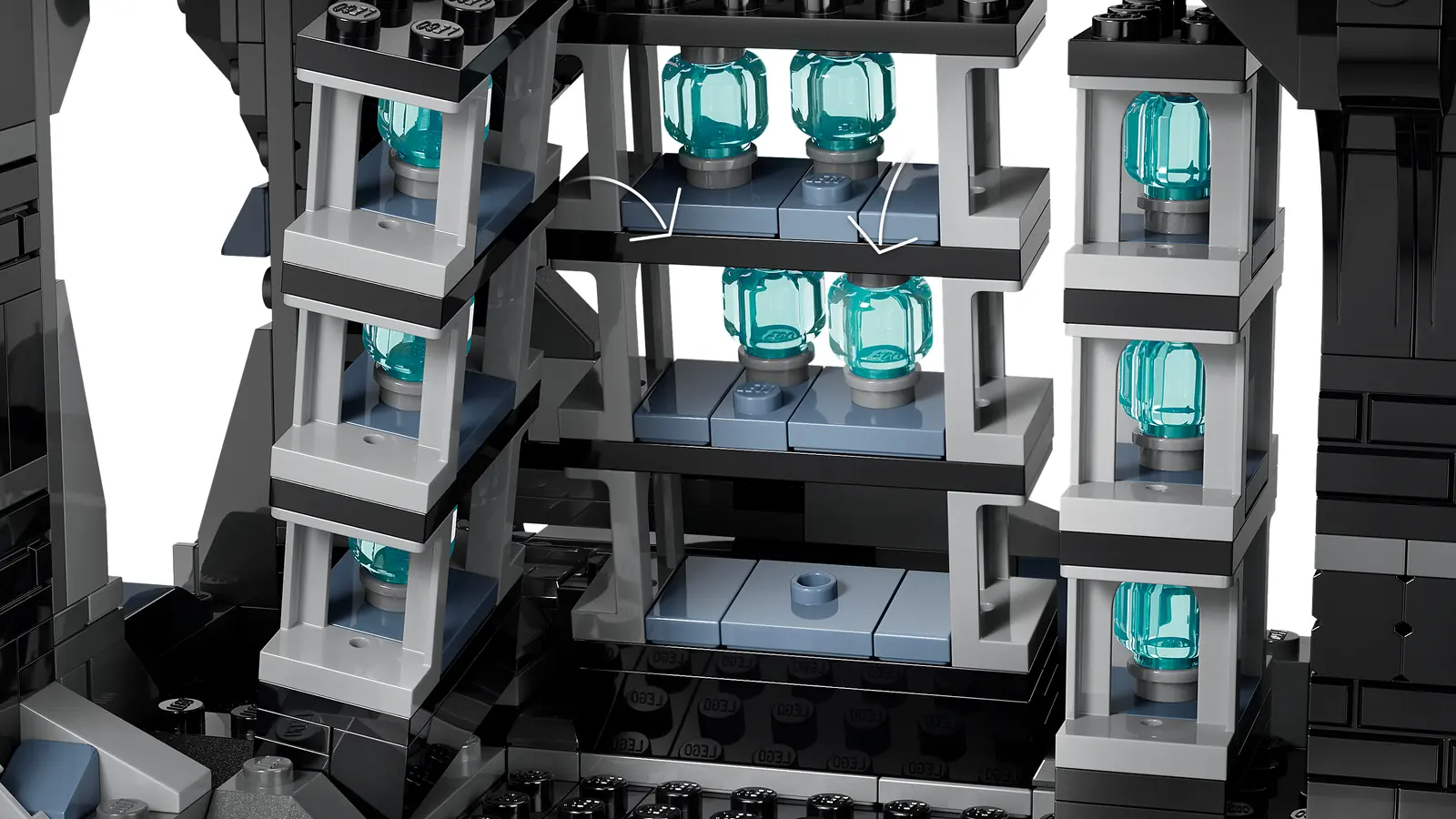 Sala de las Profecías con estanterías abatibles del set LEGO Ministerio de Magia 76476