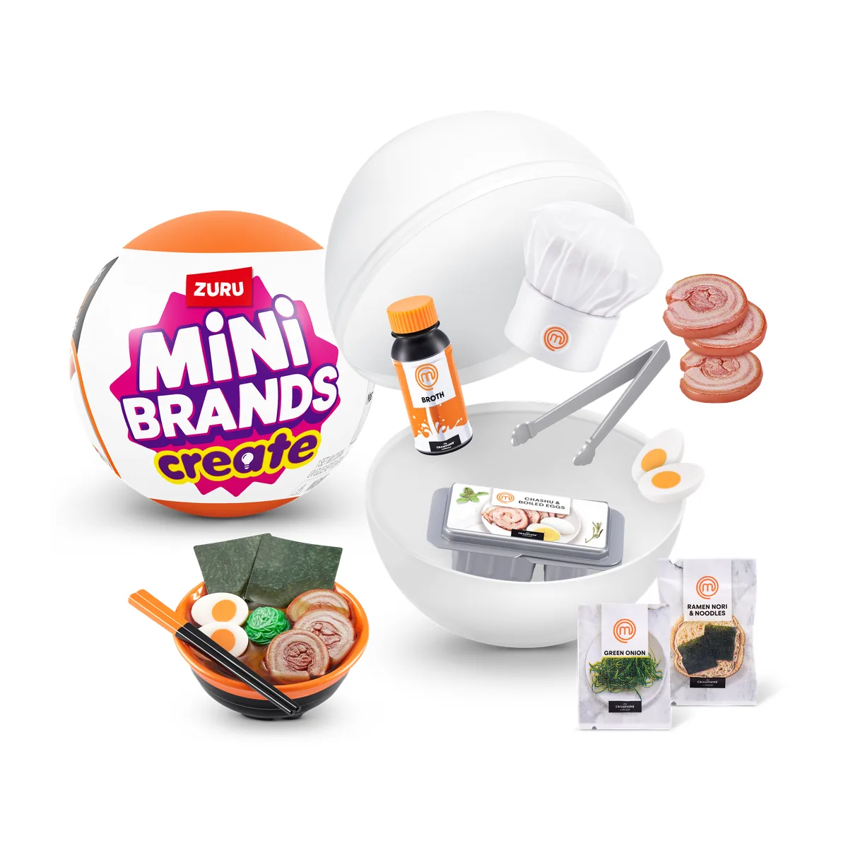 Cápsula de Mini Brands Create MasterChef Serie 1 con el kit del Pork Belly Ramen