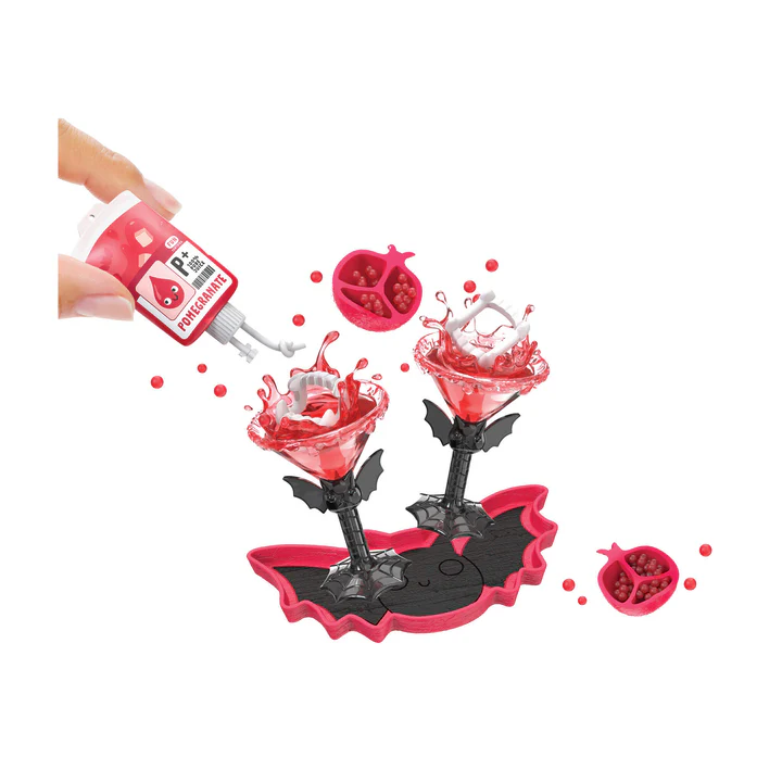 Proceso de montaje de las Vampire Drinks de Miniverse Halloween 2026, del ingrediente a la copa terminada