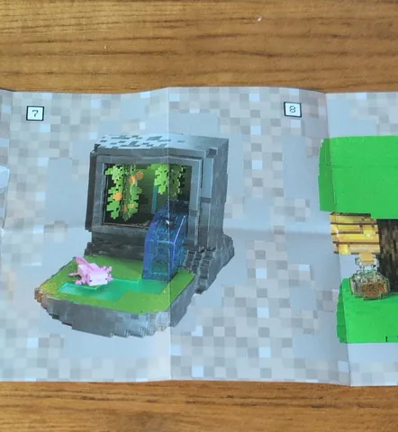 Diorama Lush Cave Axolotl del checklist de Miniverse Minecraft Series 2