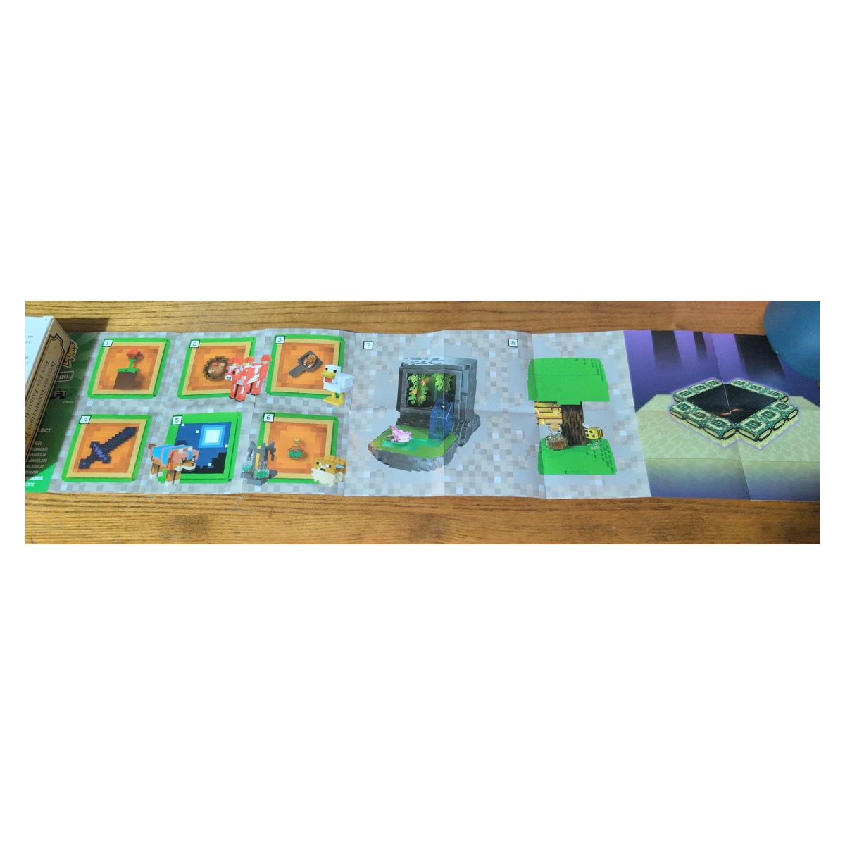 Checklist de Miniverse Minecraft Series 2 con las ocho recetas y el End Portal bonus