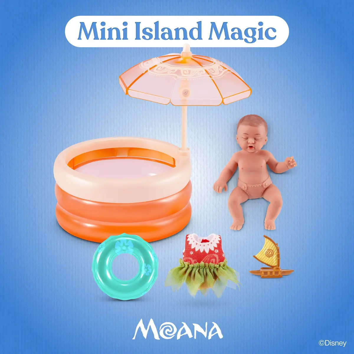 Set Moana Baby Pool con piscina hinchable, sombrilla de motivos, flotador turquesa y velero