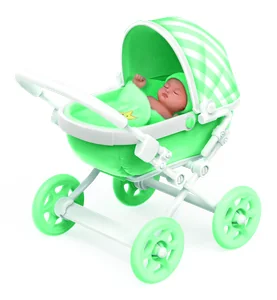 Cochecito menta de My Mini Baby Serie 1 de ZURU con su bebé de vinilo