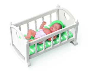 Cuna menta de My Mini Baby Serie 1 de ZURU con su bebé de vinilo