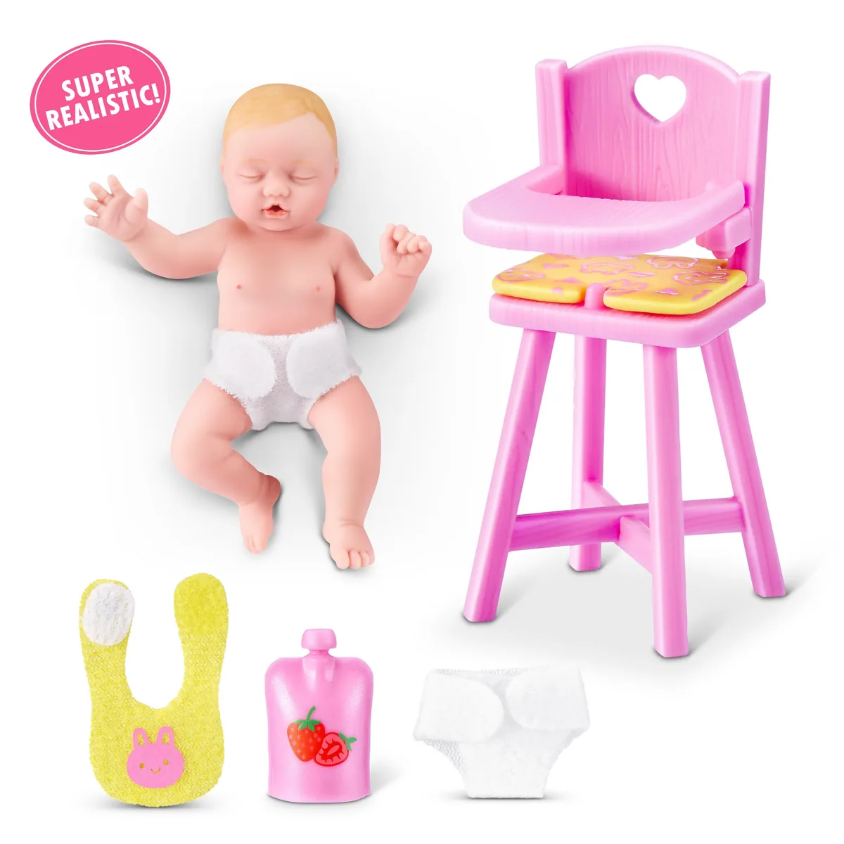 Contenido de una cápsula de My Mini Baby Serie 2 con el sello Super Realistic de ZURU