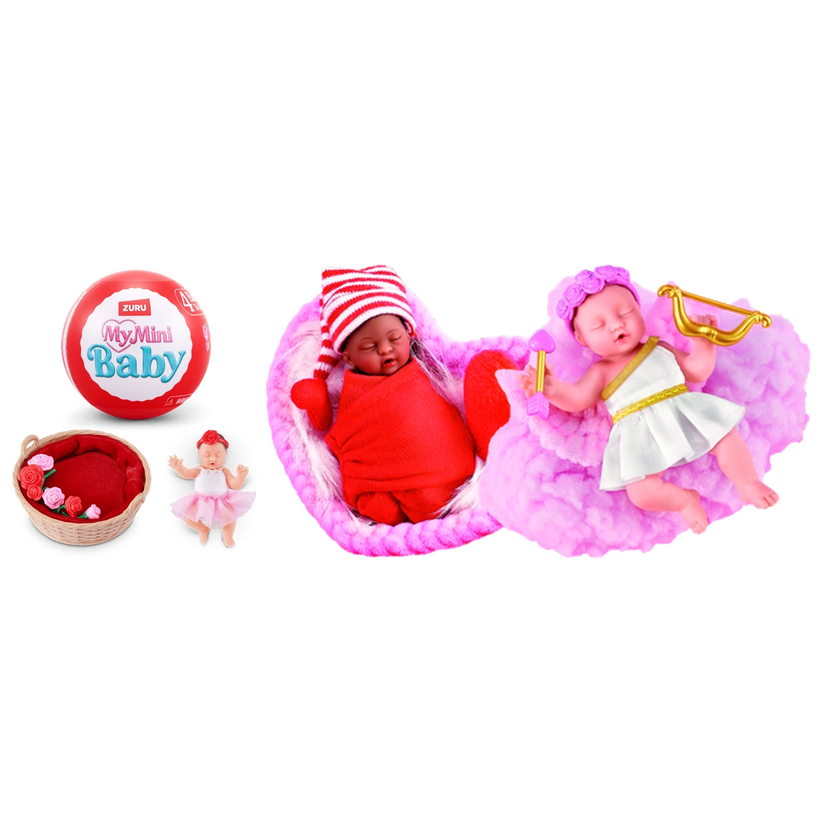 My Mini Baby Sweet Hearts Serie 1 de ZURU: la bola roja con la cesta de rosas y los bebés Heart y Pink Angel