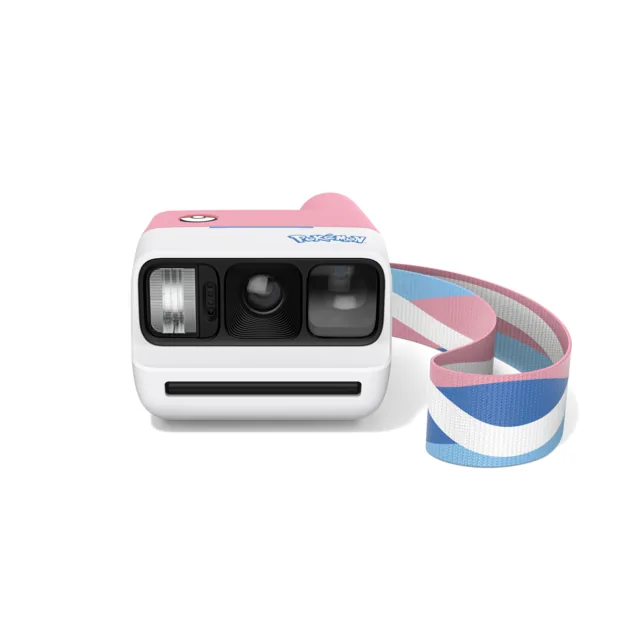 Polaroid Go Generation 3 Pokemon Sylveon Edition rosa y blanca con correa tricolor
