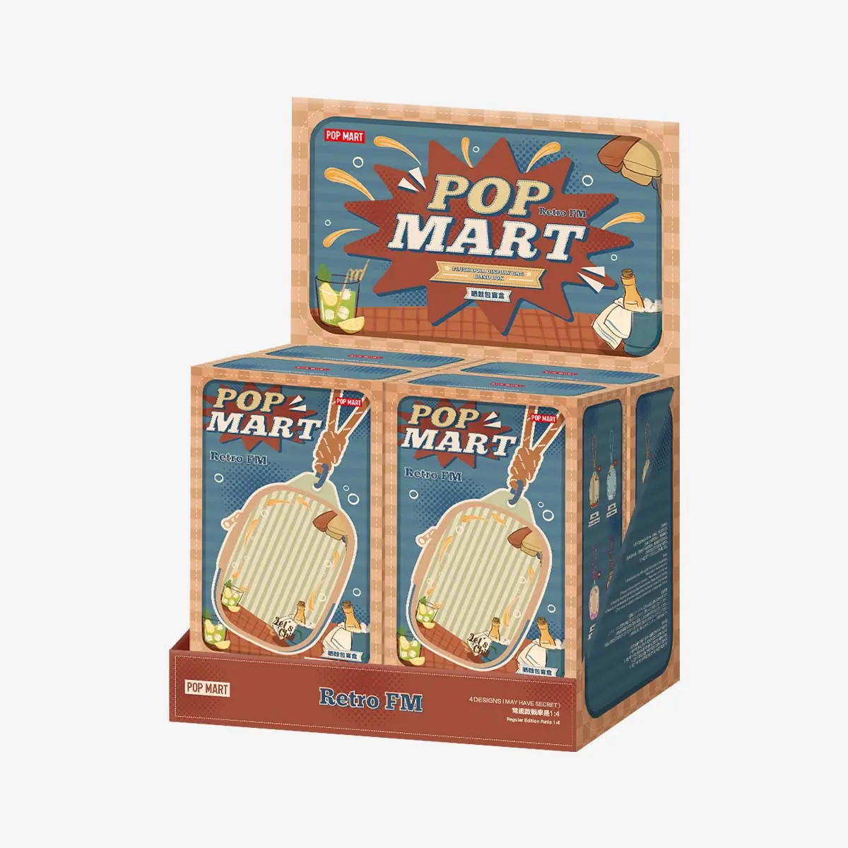 Display whole set de POP MART Retro FM con las cuatro blind boxes
