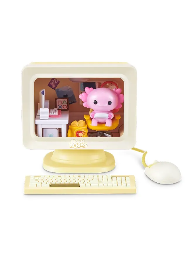Axolotl de ZURU Starbox Nook Nooks Serie 1 dentro de su hogar en miniatura: ordenador de sobremesa