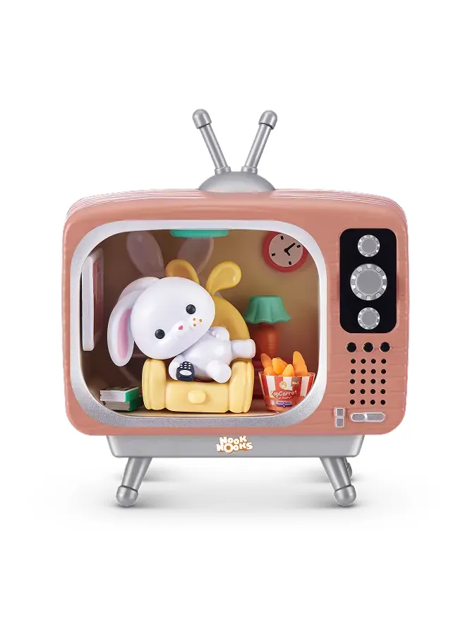 Bunny de ZURU Starbox Nook Nooks Serie 1 dentro de su hogar en miniatura: televisor rosa