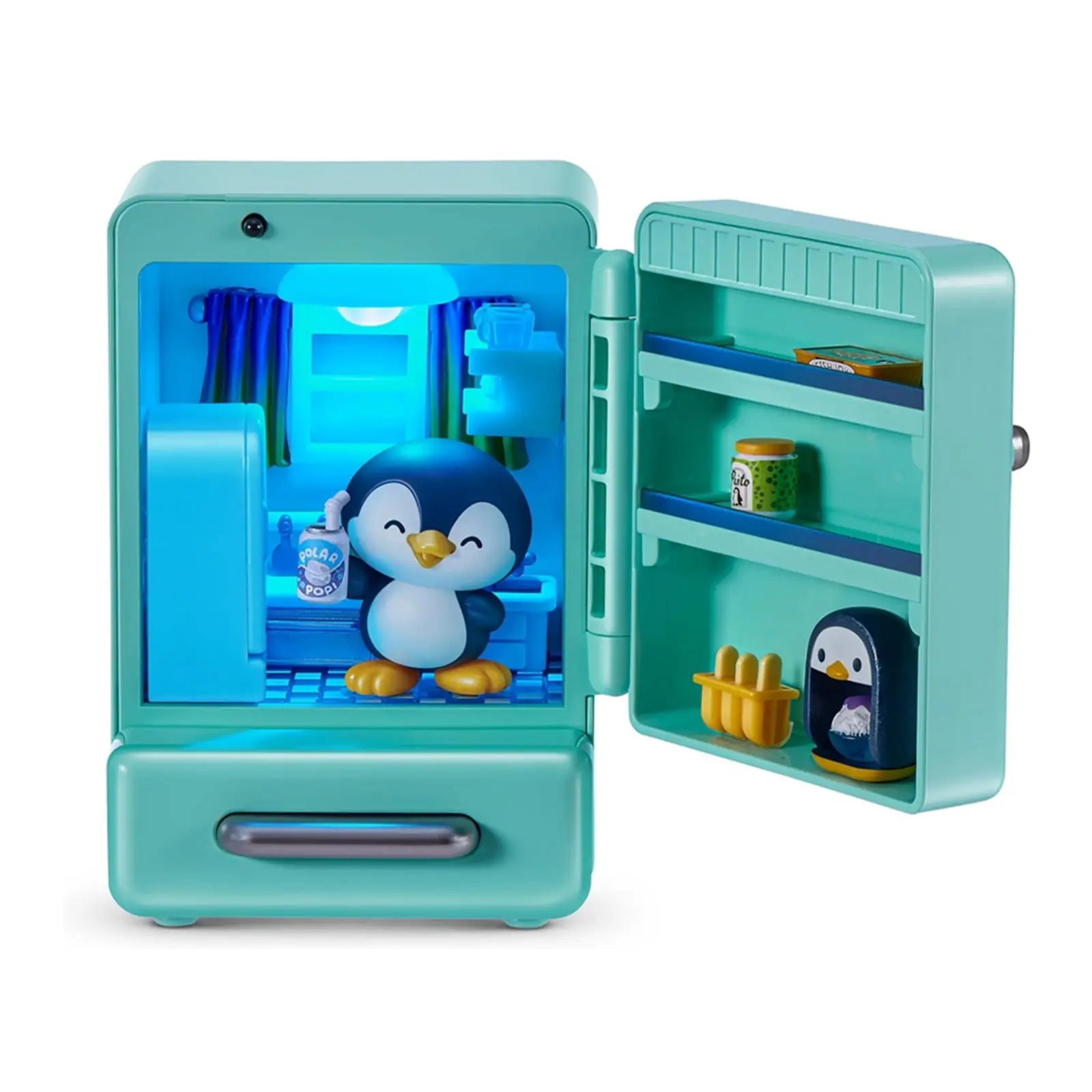 Penguin de ZURU Starbox Nook Nooks Serie 1 dentro de su hogar en miniatura: frigorífico teal