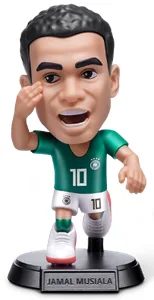Jamal Musiala señalando en celebración en ZURU FIFA World Cup 2026 Ballers Serie 1