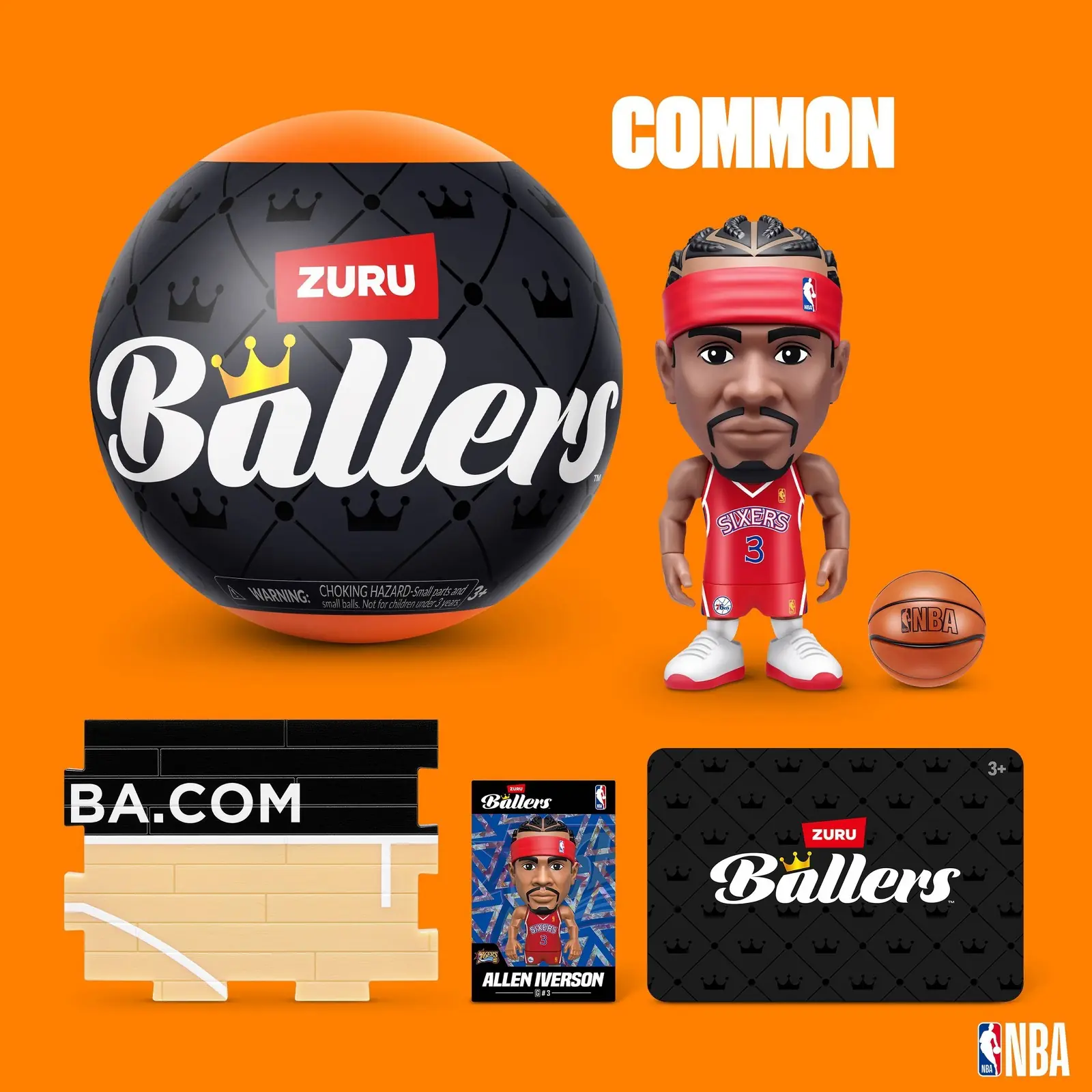 Allen Iverson común de NBA Ballers 90s Collection con uniforme rojo de Philadelphia 76ers y dorsal 3
