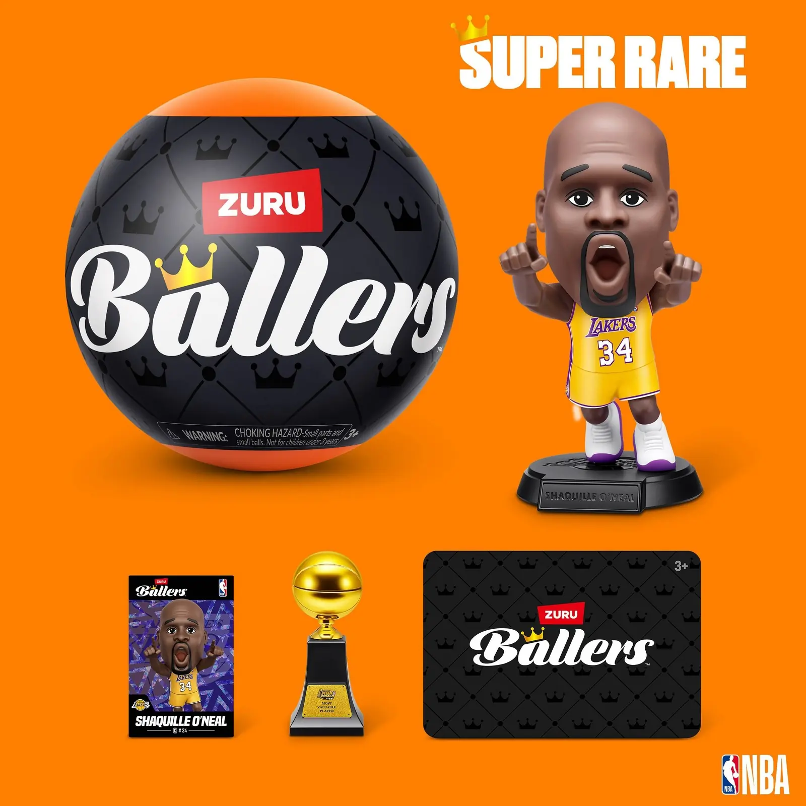 Shaquille O'Neal superraro de NBA Ballers 90s Collection con uniforme amarillo de Los Angeles Lakers y dorsal 34