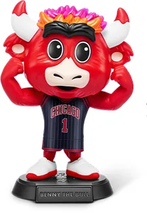 Figura de Benny the Bull de ZURU NBA Ballers Serie 2 sobre fondo blanco