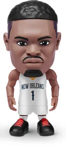 Figura de Zion Williamson de ZURU NBA Ballers Serie 2 sobre fondo blanco