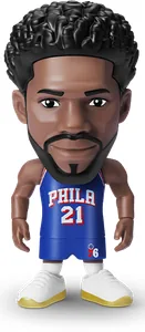 Figura comun de Joel Embiid con la equipacion azul de los 76ers