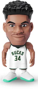 Figura comun de Giannis con la camiseta BUCKS blanca