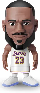 Figura comun de LeBron James con la equipacion blanca de los Lakers