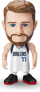 Figura comun de Luka Doncic con la equipacion blanca de los Mavericks