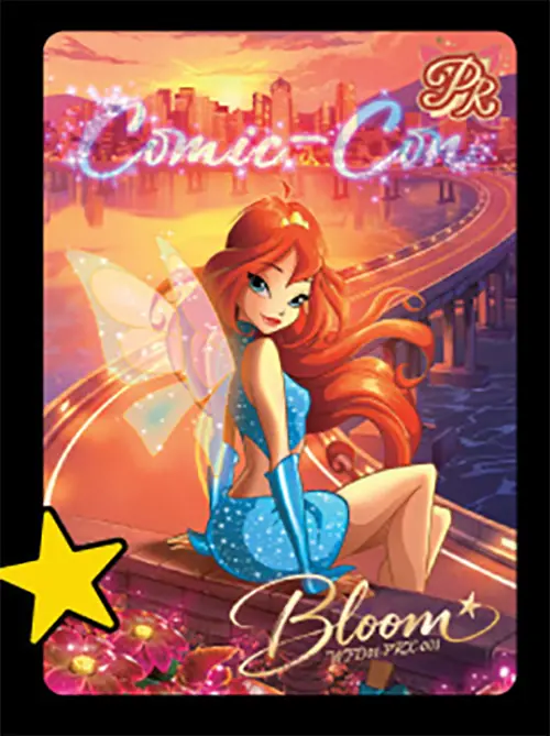Carta PR de Bloom exclusiva de la Comic-Con de San Diego 2026 de las cartas Winx Club Kayou