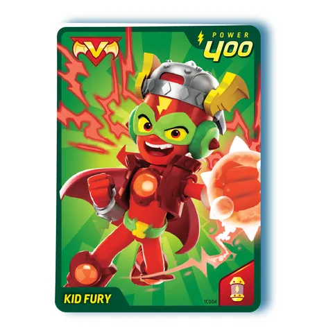 Carta de Kid Fury, villano de POWER 400 con la habilidad +1 Kazoom