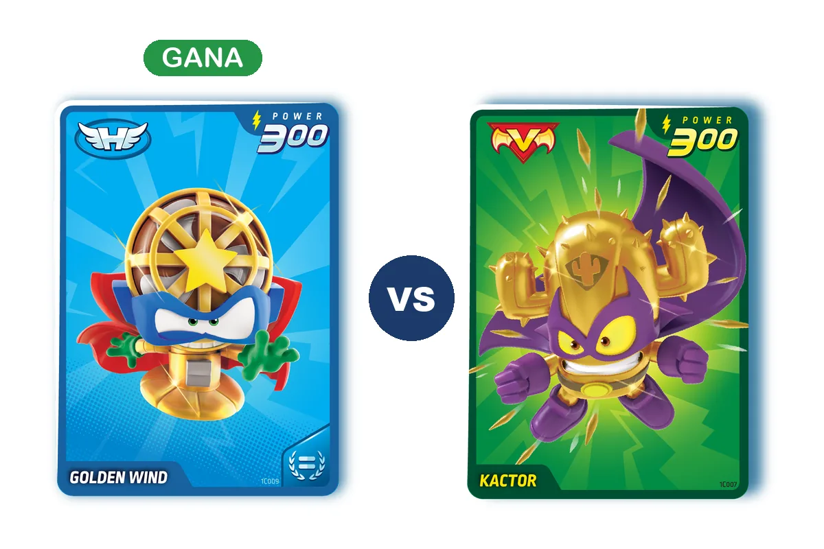 Ejemplo de Desempate en SuperThings Power: Golden Wind 300 gana el empate a Kactor 300