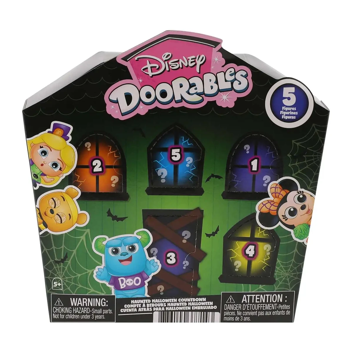 Caja del Disney Doorables Haunted Halloween Countdown 2026 con cinco figuras sorpresa