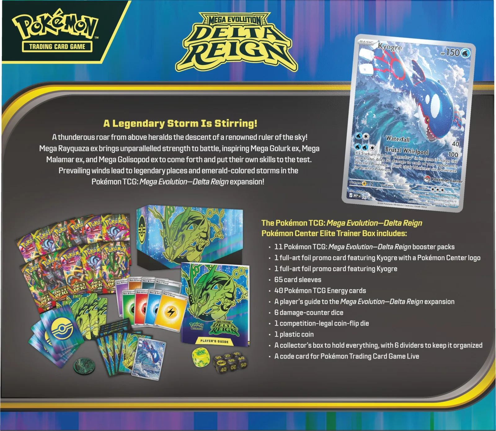 Reverso de la Caja de Entrenador Élite exclusiva de Pokémon Center de Delta Reign