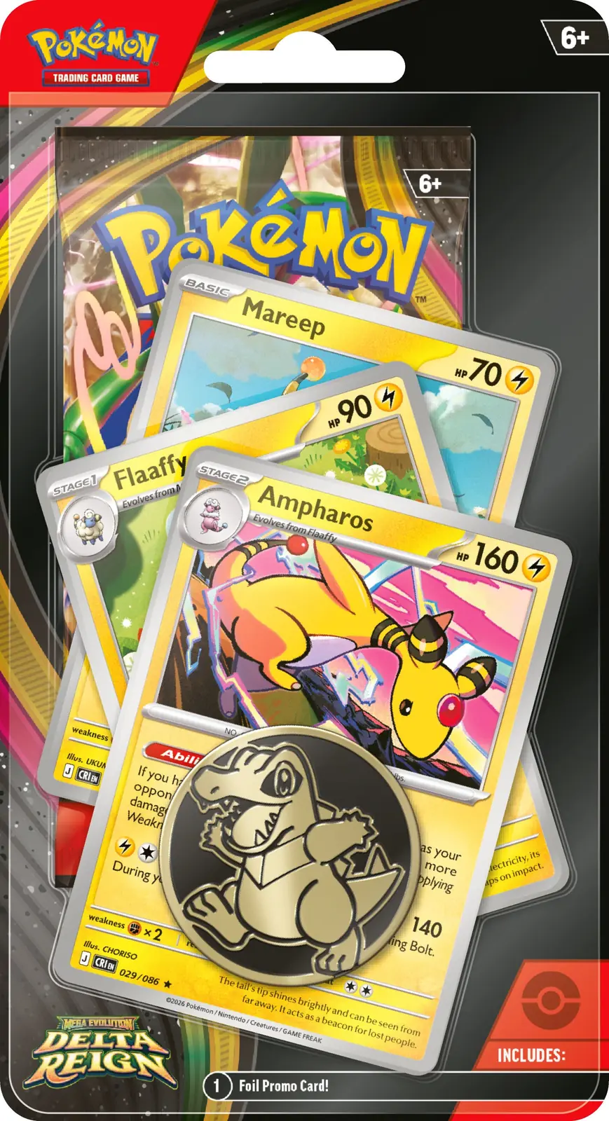 Blíster Premium Checklane de Delta Reign con promo de Ampharos y moneda