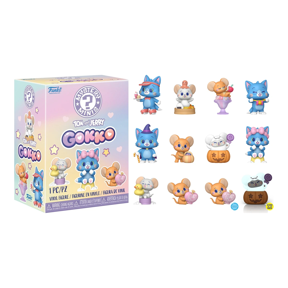 Caja ciega de Tom y Jerry Gokko Mystery Minis de Funko junto a las 12 figuras de la serie
