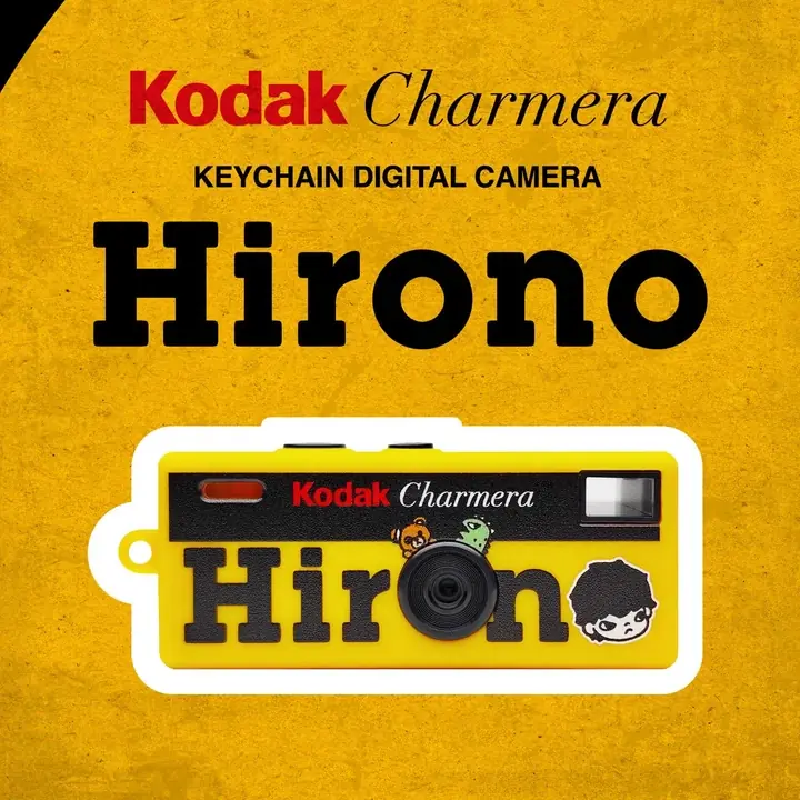 Visual oficial de la colaboracion HIRONO x Kodak Charmera